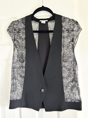 Helmut Lang Black Printed Panel Blazer Vest